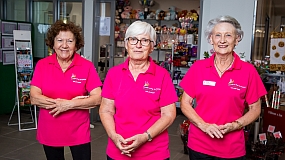 Image of three women volunteers from Hornsby Ku-ring-gai Health Service
